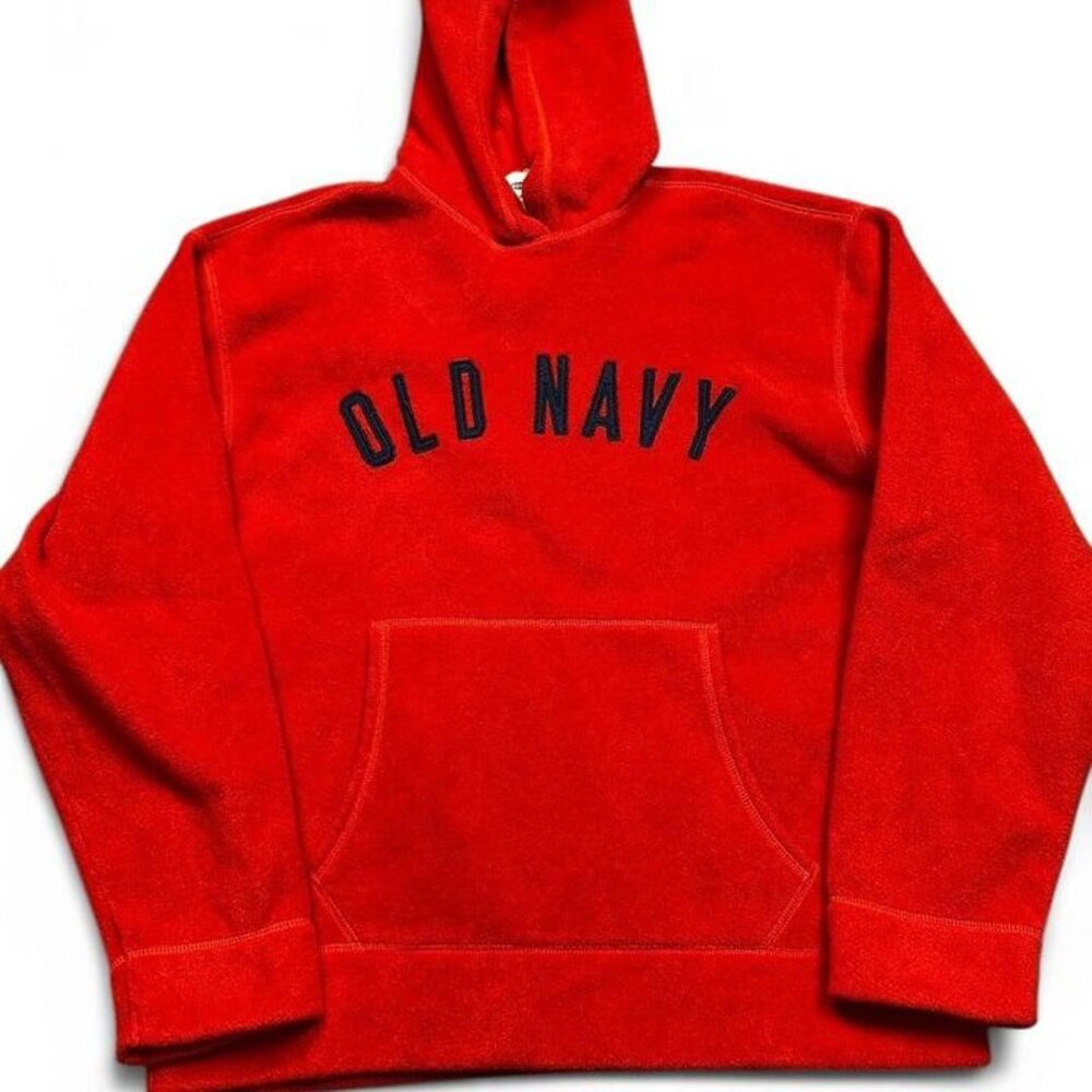 Vintage Y2K orange Old Navy‎ spellout fleece hoodie medium